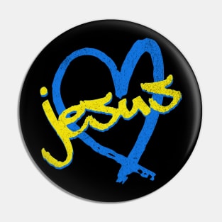 I Love Jesus Vintage 80's & 90's Yellow and Blue Pin