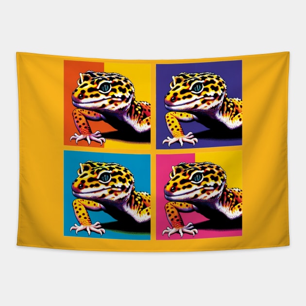 Pop Art Leopard Gecko - Cool Reptile Tapestry by PawPopArt