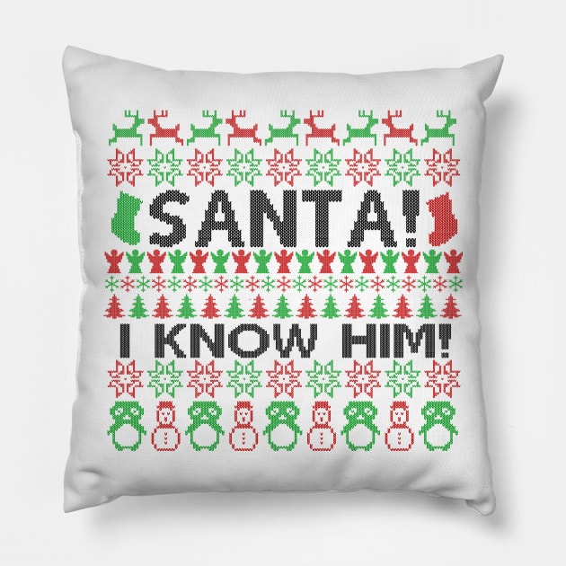 I know Santa Christmas Sweater Pillow by B3pOh