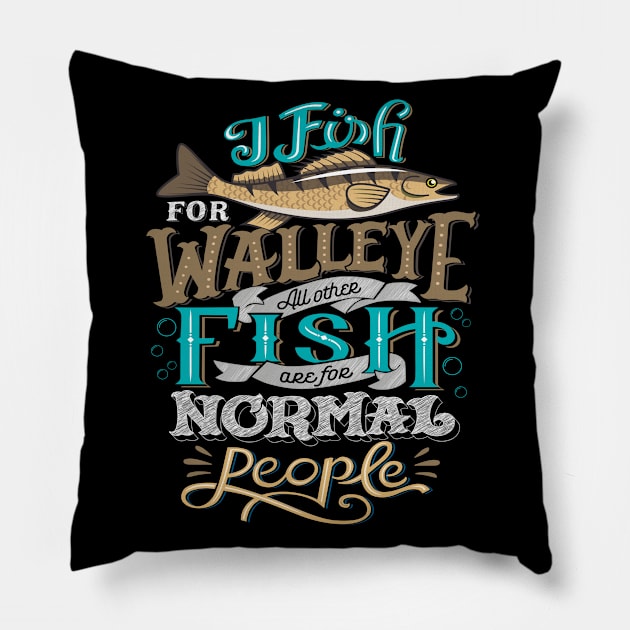 Funny Walleye Hunting Vintage Look Pillow by MarkusShirts