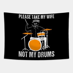 Funny Drummer Drumming Drum Kit Percussion I Wife Ufo Aliens Tapestry