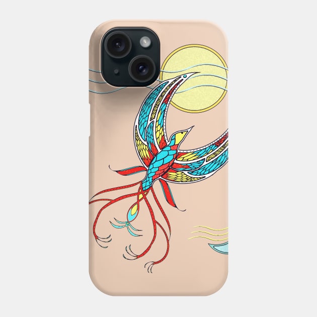 Firebird with Sun and Moon Phone Case by DISmithArt