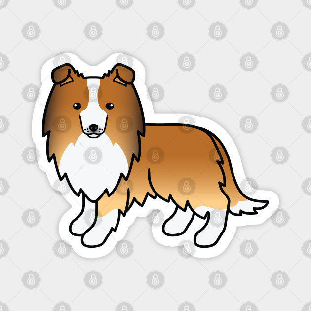 Sable Shetland Sheepdog Sheltie Dog Cute Cartoon Illustration