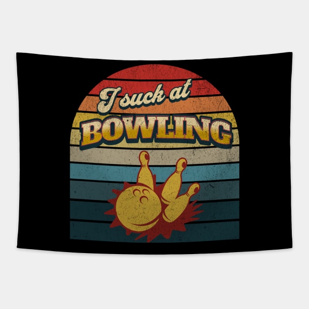 I Suck at Bowling Retro Vintage Sunset Tapestry by TeeCraftsGirl