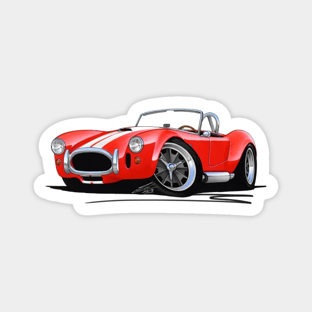 AC Shelby Cobra Classic Car Red (with Stripes) Magnet by y30man5