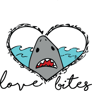 Love  and Shark Bites Magnet