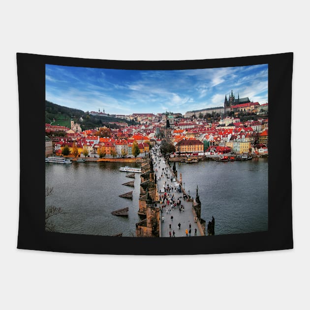 Prague - Charles Bridge Fine Art Photograph Tapestry by stuartchard