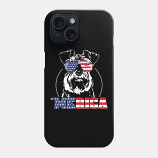 Proud Miniature Schnauzer American Flag Merica dog Phone Case