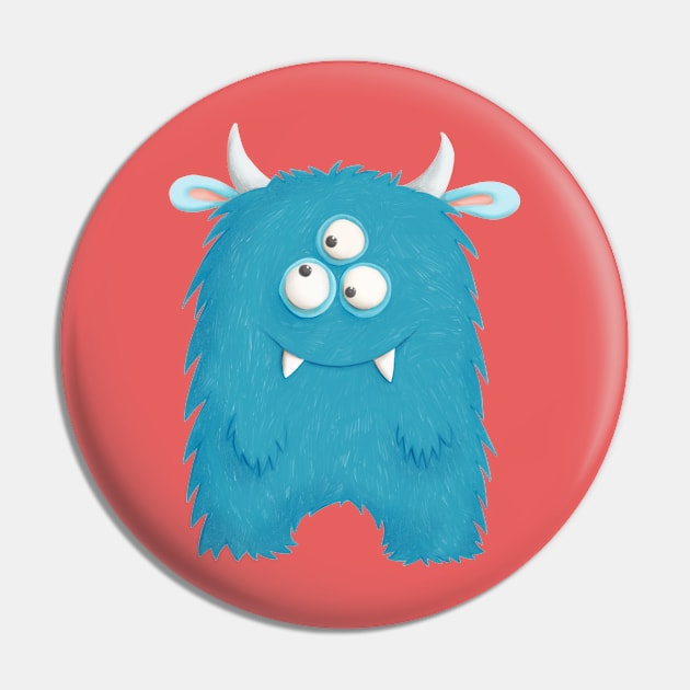 Blue Hairy Monster Pin by Lmay