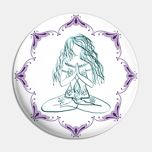 Mandala Meditation - Aqua Violet Pin by Mazzlo Shop