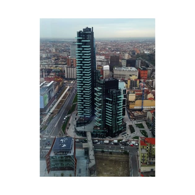 Aerial View of Central Milan with a Skyscraper by IgorPozdnyakov