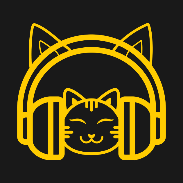 Cat Listening to Music Using Headphone by Poveste by Poveste