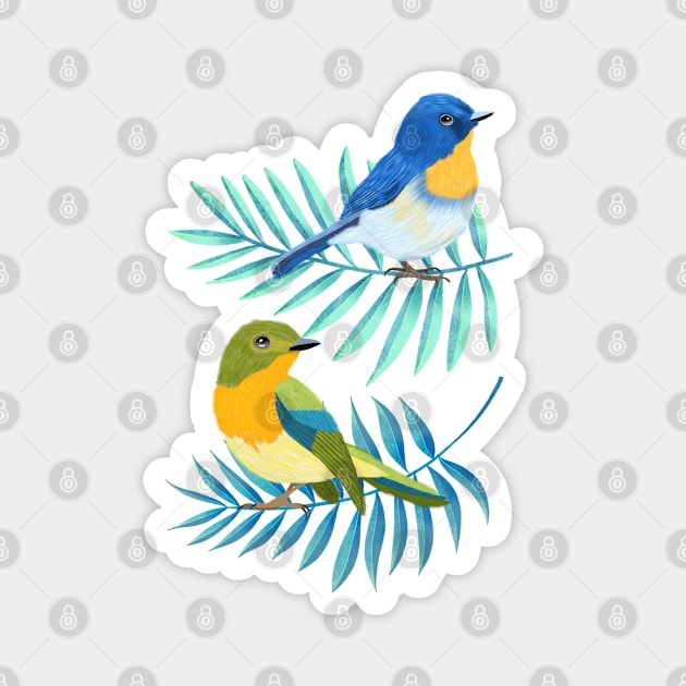 Tropical birds and palm leaves Magnet by CalliLetters