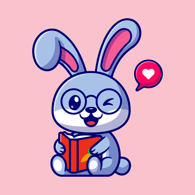 Cute Rabbit With Book Cartoon by Catalyst Labs