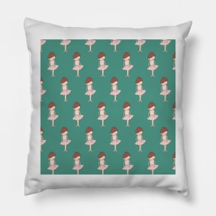 Ballerina with Turquoise background Digital Art | Melanie Jensen Illustrations Pillow