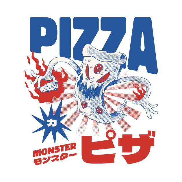 Pizza Kong Japanese Monster Kaiju Food I Love Pizza by playingtheangel