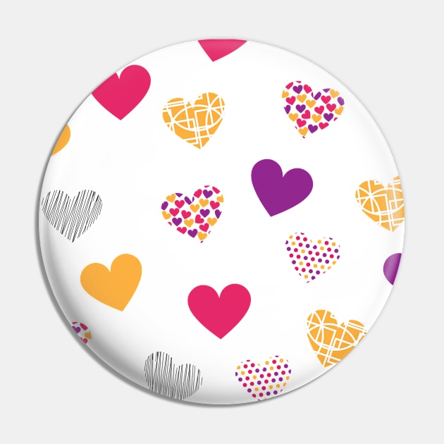 Cute Patterned Hearts Pin by PLLDesigns