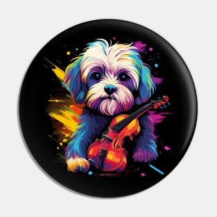 Maltese Playing Violin Pin