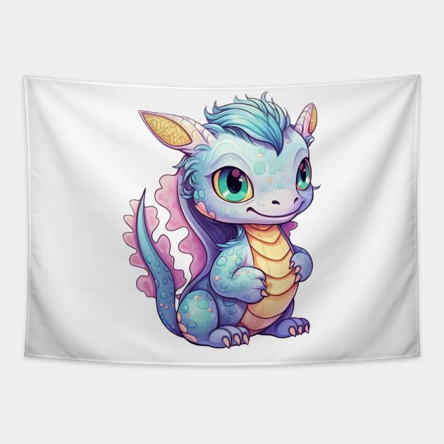 Kawaii Dragon Drawing Tapestry by FluffigerSchuh