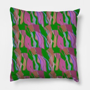 Contemporary Retro Abstract Green Surface Pattern - Hall of Mirrors Pillow