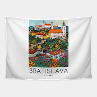 A Pop Art Travel Print of Bratislava - Slovakia Tapestry