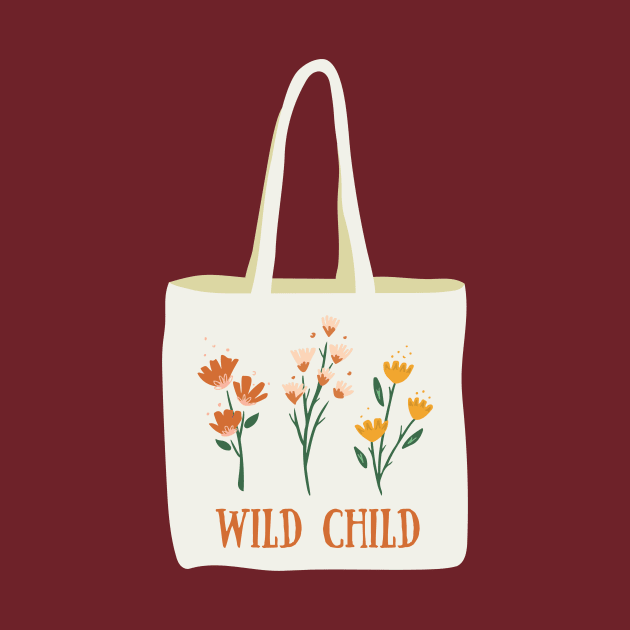 Wild Child Flower Tote Bag by DesignStory