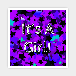 It's A Girl! Purple Stars Magnet