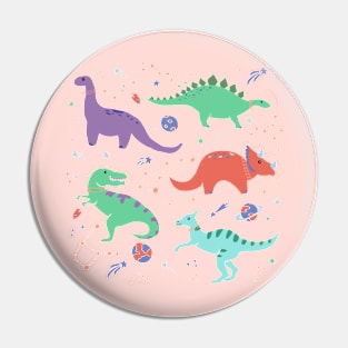 Space Dinosaurs with Coral Constellations Pin