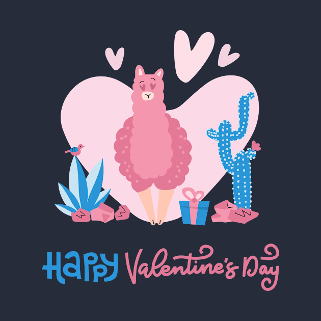 valentines day with cute funny llama love by bignosestudios