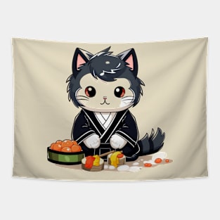 Cat kawaii bento sushi T-Shirt cute  funny Tapestry