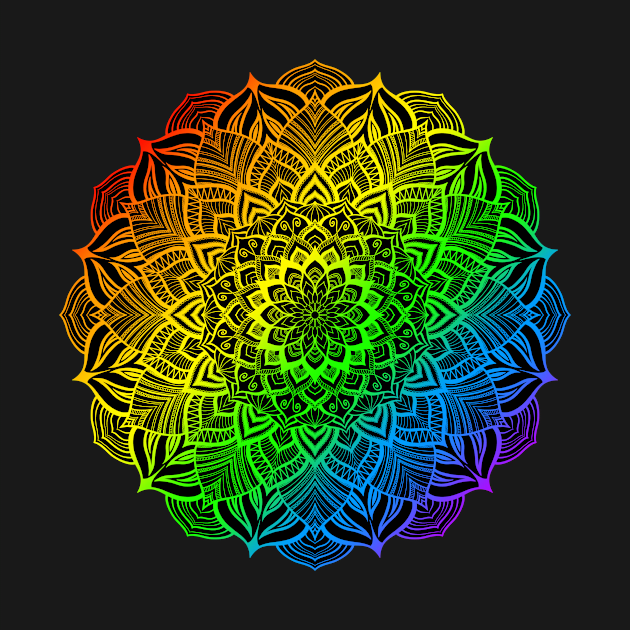 Gay Pride Rainbow Striped Mandala by JustGottaDraw