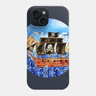 Vintage pirate boat Phone Case