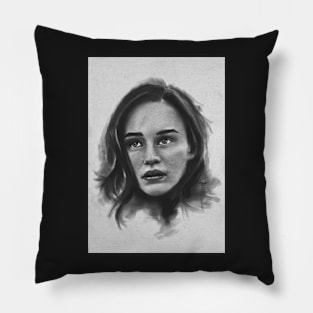 charcoal drawing of a woman Pillow