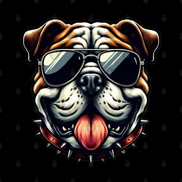 Funny English Bulldog with Sunglasses by CreativeSparkzz