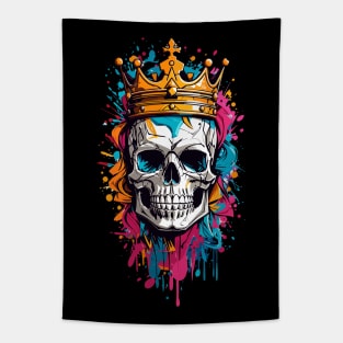 Skull Colorful Splash Tapestry