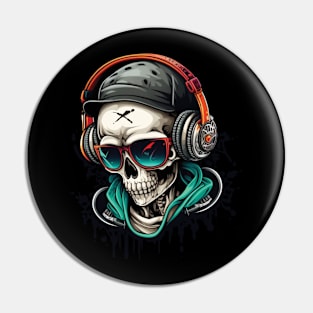 DJ Skullboy with Headphones Pin