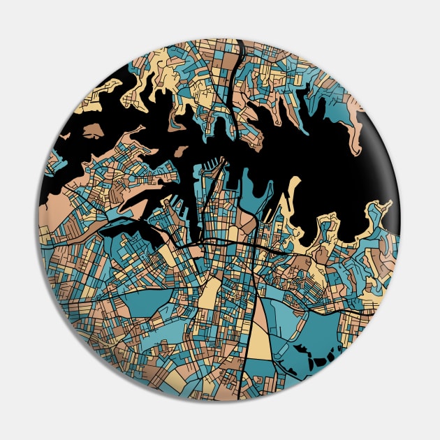 Sydney Map Pattern in Mid Century Pastel Pin by PatternMaps