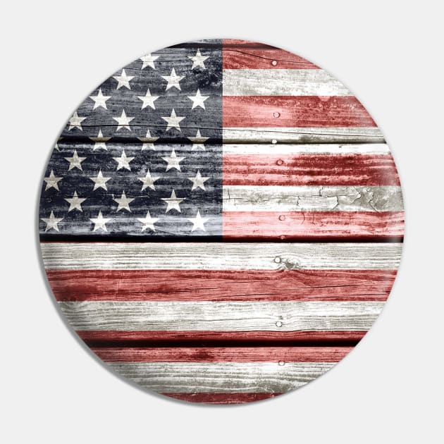 Distressed Wooden American Flag Pin by cottoncanvas