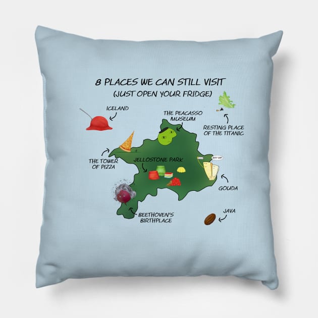 A travel map for foodies during lockdown Pillow by shackledlettuce