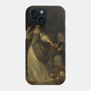 Lady Playing with a Dog by Eglon van der Neer Phone Case