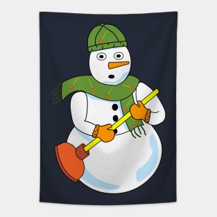 Snowman Plumber Tapestry