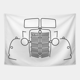 1940s vintage Bedford truck outline graphic (black) Tapestry