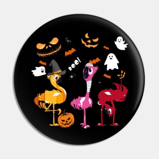 Flamingo Happy halloween Pin