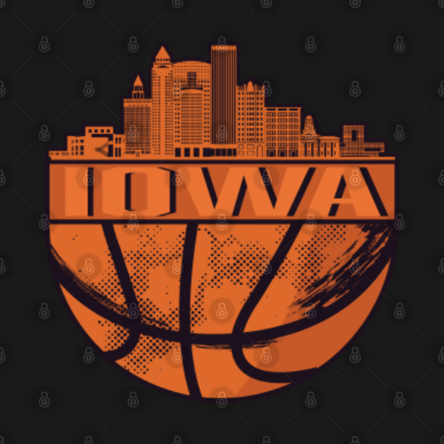 Vintage Iowa Basketball Skyline Cityscape Basketball - Iowa Basketball Skyline - Crewneck ...