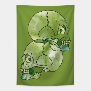 Two green skulls Tapestry