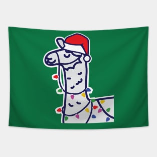 Christmas Llama with Santa Hat Tapestry