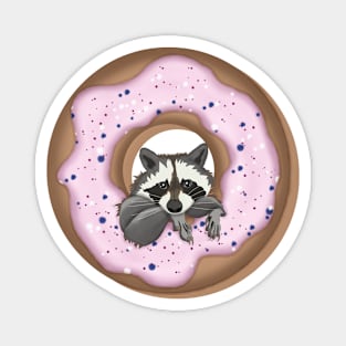 Cute raccoon and Yummy donut (2) Magnet