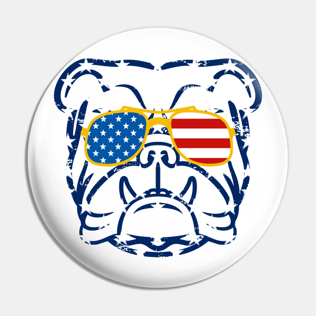 English Bulldog American Sunglasses T shirt 4th of July Gift Pin by Ramadangonim