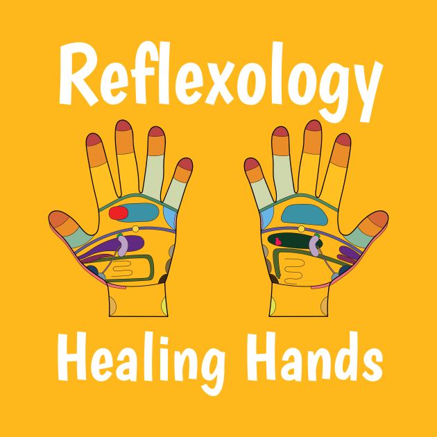 Reflexology Healing Hands (white text) (hand map) by Balanceandharmonyforreflexologists