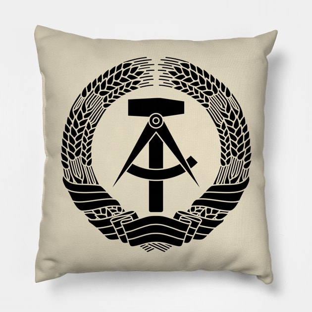 DDR coat of arms (black) Pillow by GetThatCar